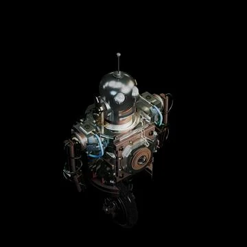Robot isolated on black background Stock Illustration