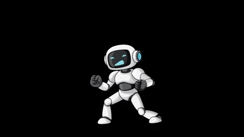 Robot Jetpack Flight and Punch Sequence Stock Footage 339391191