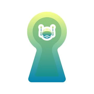Robot key gradient logo design template icon Stock Illustration