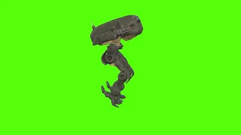 Robot Landing Green Screen Animation 4k Rendering Stockbeeldmateriaal 263273408
