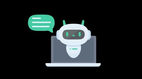 Robot on laptop screen talking to customer Automated message response syste.. Video stock 258186862