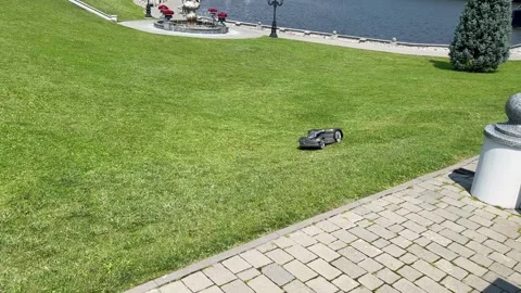 Robot lawnmower Stock Footage 252231736
