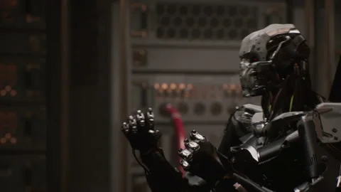 The robot leader is excited while talking 04 Stock Footage 163899964