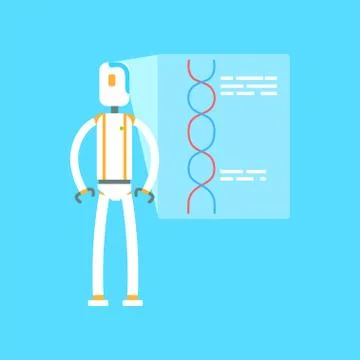 Robot leading presentation, artificial intelligence technology concept cartoon Illustrazione stock