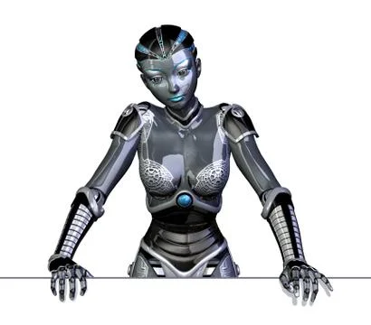 Robot Leaning on Edge 스톡 일러스트