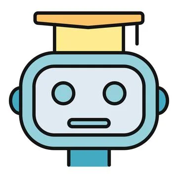 Robot learning and graduating in artificial intelligence education Stock Illustration