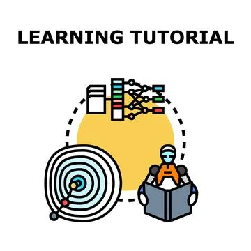 Robot learning tutorial with neural network algorithm Illustrazione stock