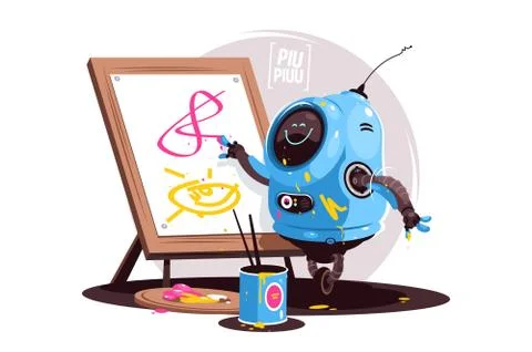 Robot learning to write Stock Illustration