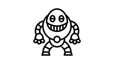 Robot led smile line icon animation Stock Footage 326121705