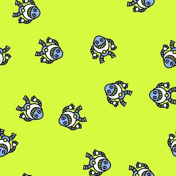 Robot led smile vector seamless pattern Illustrazione stock