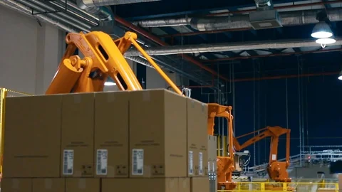 A robot lifting Packing with products Stock Footage 88542086