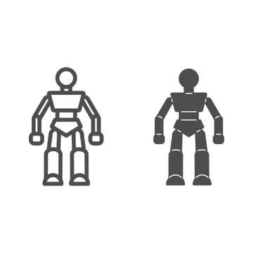 Robot line and solid icon, Kids toys concept, Robotics sign on white background Stockillustratie