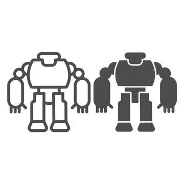 Robot line and solid icon, kid toys concept, cyborg sign on white background Stockillustratie