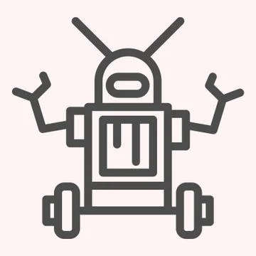 Robot line icon. Anthropomorphic android device with antennas on its head Illustrazione stock