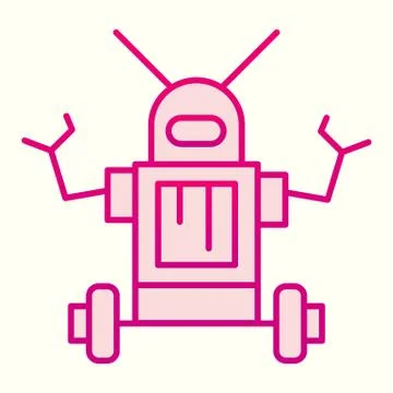 Robot line icon. Anthropomorphic android device with antennas on its head Stock Illustration
