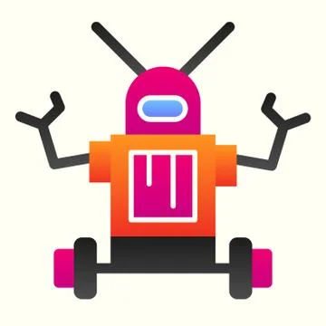 Robot line icon. Anthropomorphic android device with antennas on its head Stock Illustration