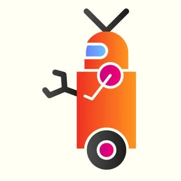 Robot line icon. Artificial intelligence bot with wheels and hand, side view Stockillustratie