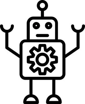 Robot Line Icon Design Stock Illustration