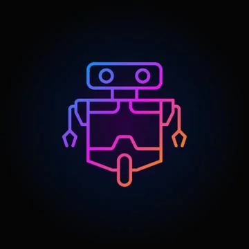 Robot line vector concept colorful icon on dark background Stock Illustration