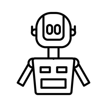 Robot linear logo mark in black and white Stock Illustration