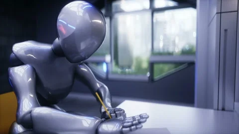 Robot in living room. Future concept. Realistic 4k animation. Stock Footage 244708198