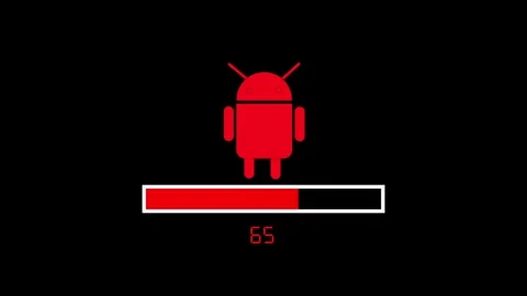 Robot logo animation with progress bar. Robot logo red digital assistant fi.. Stock Footage 337619168