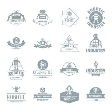 Robot logo icons set, simple style Stock Illustration