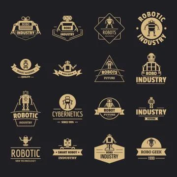 Robot logo icons set, simple style Stock Illustration