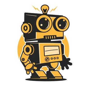 Robot logo template. Robotic logo design. Tech bot logo. illustration Illustrazione stock