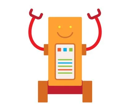 Robot with Long Hands Smile Vector Illustration 스톡 일러스트