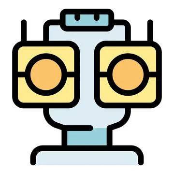 Robot looking forward with large round eyes and antennas displaying futuris.. Stock Illustration