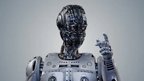 Robot looks at both arms Video stock 257186272