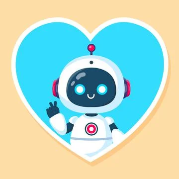A robot in love. Cartoon characters. Vector illustration Stock Illustration