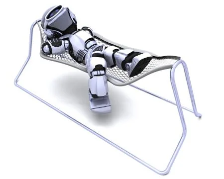 Robot Lying in a Hammock Stock Illustration
