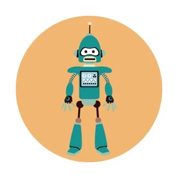 Robot machine engineer circle icon Stock Illustration