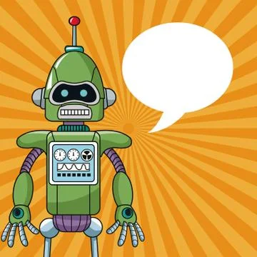 Robot machine engineering bubble speech Stock Illustration