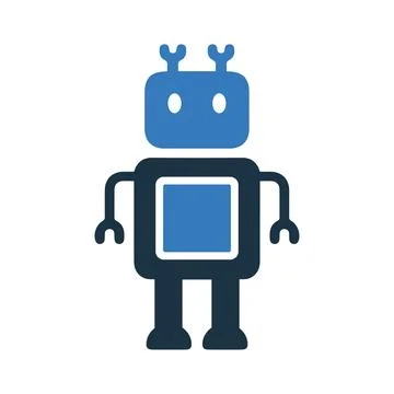Robot, machine icon. Simple editable vector design isolated on a white back.. Stock Illustration