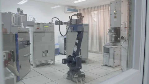 A robot machine in a labratory Stock Footage 106379260