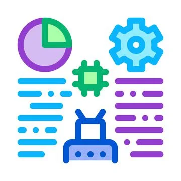 Robot machine learning color icon vector illustration Stock Illustration