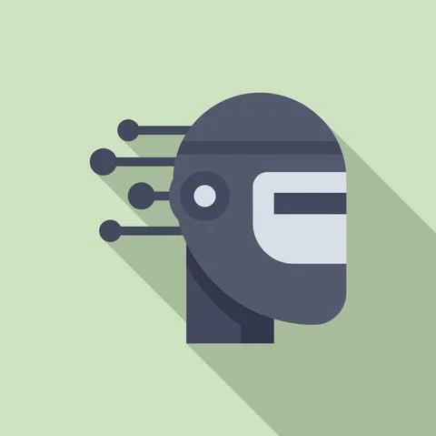 Robot machine learning icon, flat style Stockillustratie
