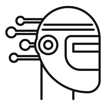 Robot machine learning icon, outline style Illustrazione stock