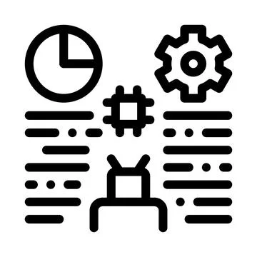 Robot machine learning line icon vector illustration 스톡 일러스트
