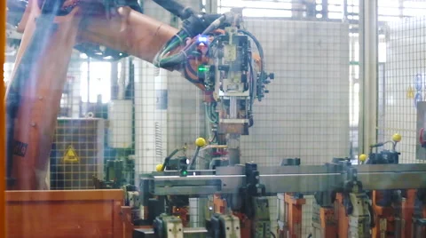 Robot machine runs automatically Stock Footage 54649168