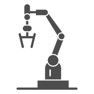 Robot machine solid icon, Robotization concept, Robotic hand manipulator sign on 스톡 일러스트