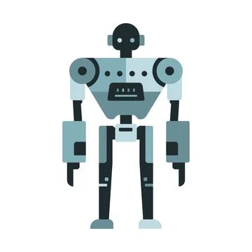 Robot machine technology metal cyborg in flat style. Futuristic humanoid mascot Stock Illustration