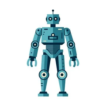 Robot machine technology metal cyborg in flat style. Futuristic humanoid mascot 스톡 일러스트