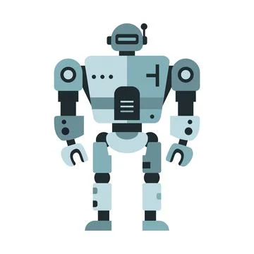 Robot machine technology metal cyborg in flat style. Futuristic humanoid mascot イラスト素材
