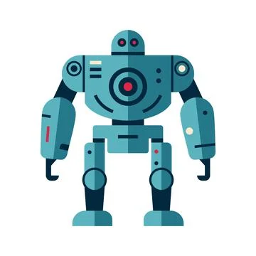Robot machine technology metal cyborg in flat style. Futuristic humanoid mascot Stock Illustration