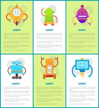Robot Machines Collection, Vector Illustrations Stock Illustration