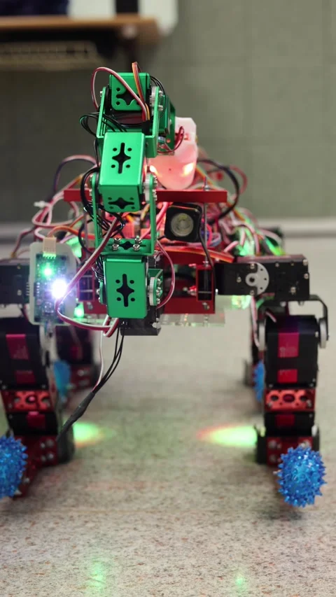 Robot made by man vertical video Video stock 286049859